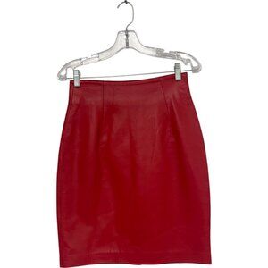 Georgetown Womens Leather Skirt Sz 6 Red Career Pencil Straight Vintage 80s